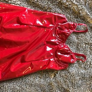 Red vinyl dress